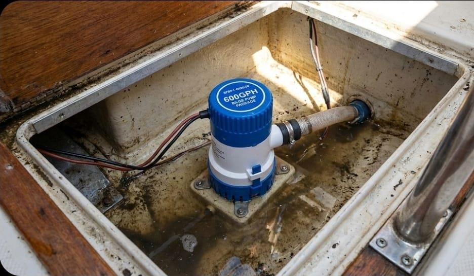 משאבת מים לסירה משאבה חשמלית בילג' 600 גלון שעה הפעלה דרך מתג לא אוטומטית 12 וולט דגם 02 קמפינג לייף