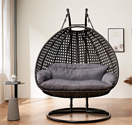 ערסל זוגי לגינה ולמרפסת ראטן דגם סלוניקי צבע אפור ערסל זוגי לגינה ולמרפסת ראטן דגם סלוניקי צבע אפור