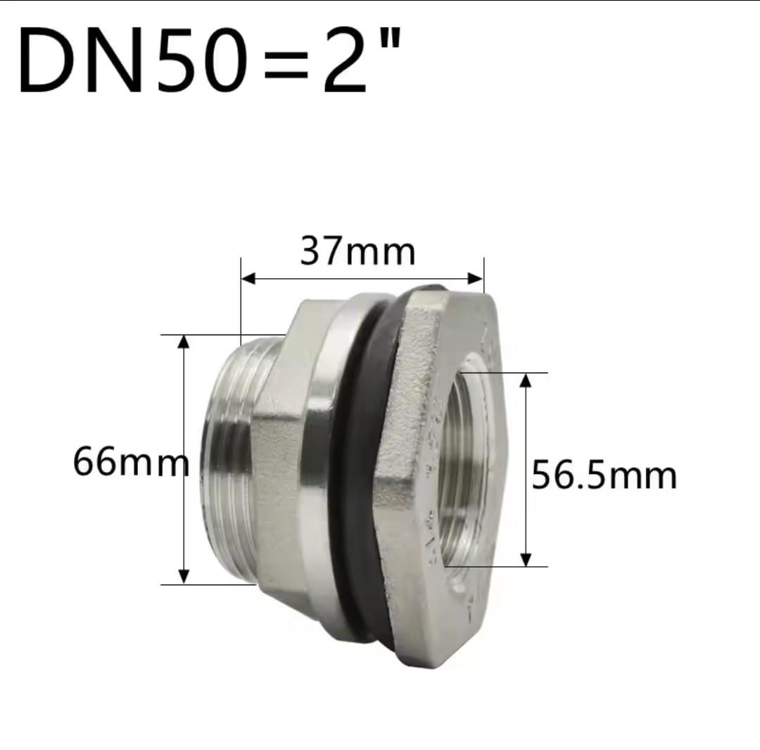 מופה מעבר קיר נירוסטה הברגה פנימית 2 צול 58 ממ קמפינג לייף