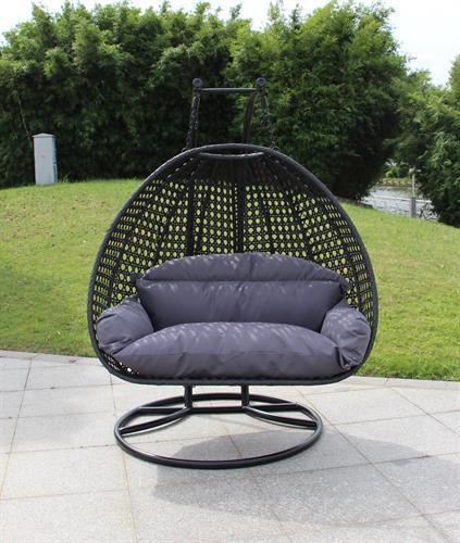 ערסל זוגי לגינה ולמרפסת ראטן דגם סלוניקי צבע אפור ערסל זוגי לגינה ולמרפסת ראטן דגם סלוניקי צבע אפור