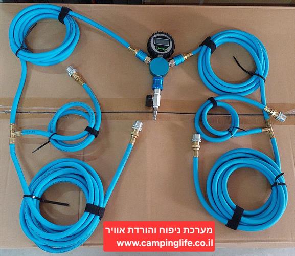 ערכת ניפוח אוויר דיגיטלית 4 גלגלים משווה לחצים וגם מאפשרת הורדת אוויר מהיר מ 4 גלגלים קמפינג לייף