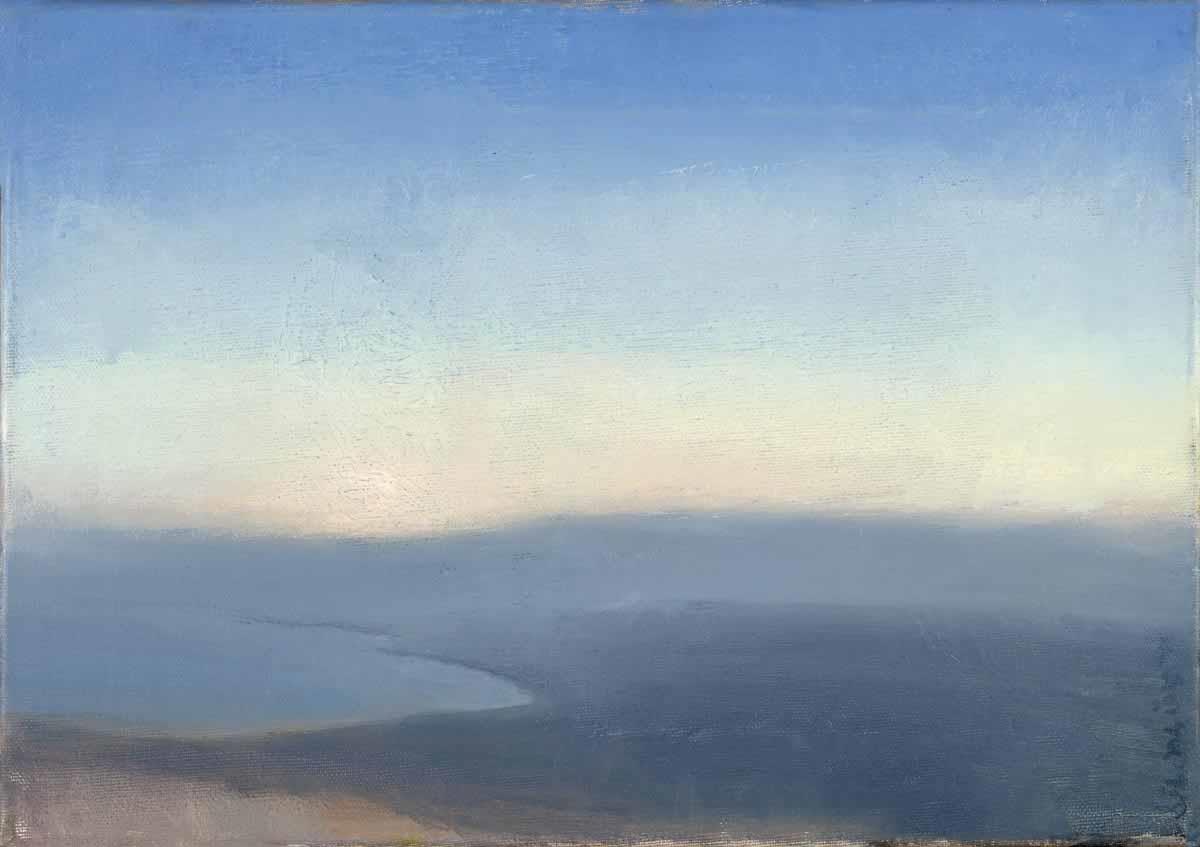 View of the Sea of __Galilee, Safed, 2014, oil on canvas, 40x30 cm