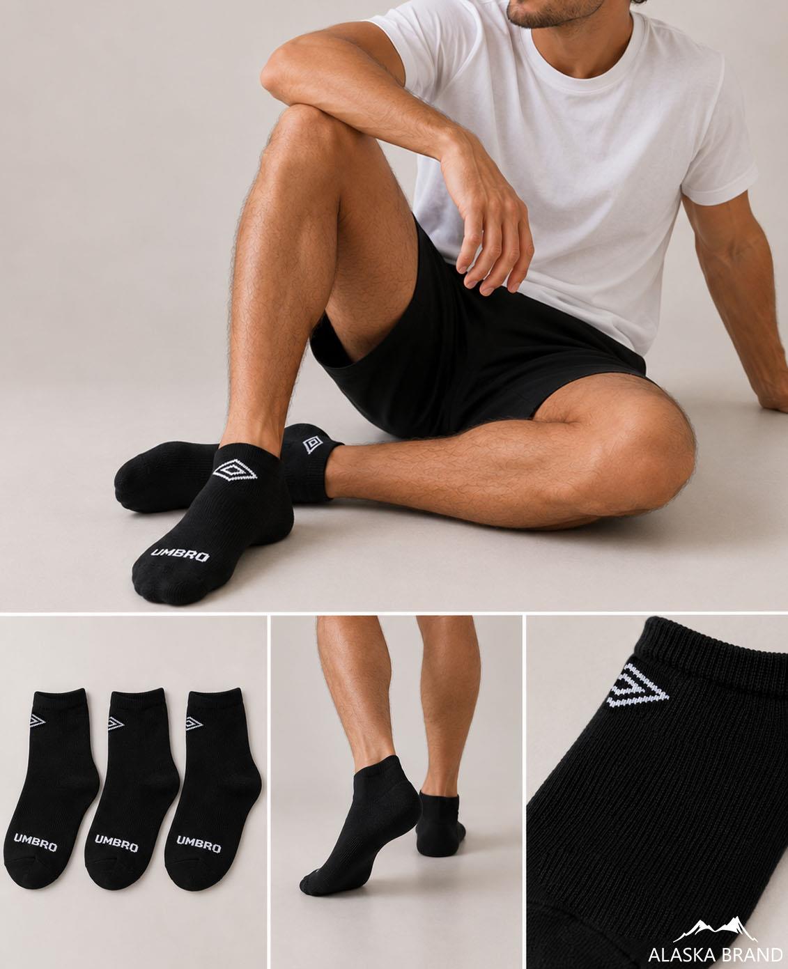 גרבי קרסוליות לגברים יומברו UMBRO | מארז 10 זוגות בצבע שחור