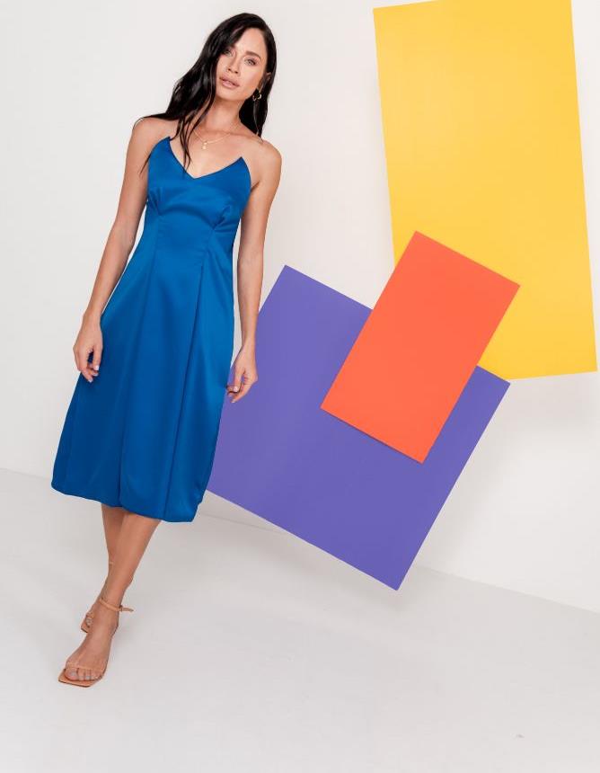 Light Move-שמלת משולשים סטרפלס-כחול רויאל