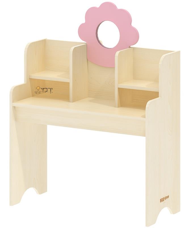 פינת יופי מעץ דגם פרח ורוד/ ירוק