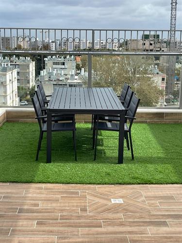 שולחן לגינה ולמרפסת נפתח אלומיניום טופ אלומיניום 200-320 + 6 כסאות צבע אפור שולחן לגינה ולמרפסת נפתח אלומיניום טופ אלומיניום 200-320 + 6 כסאות צבע אפור