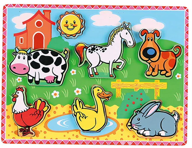 פאזל עץ חיות משק תלת מימד איכותי