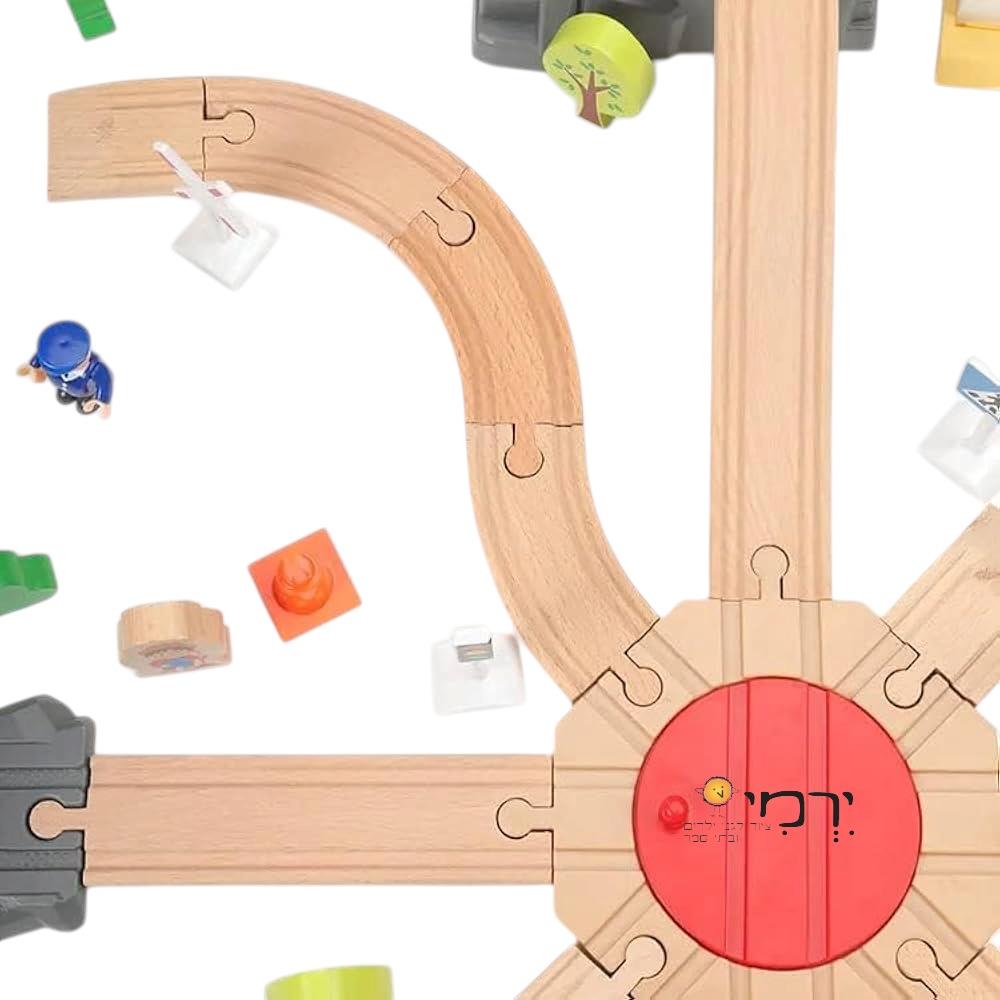 מסלול רכבת גדול מעץ + אביזרים