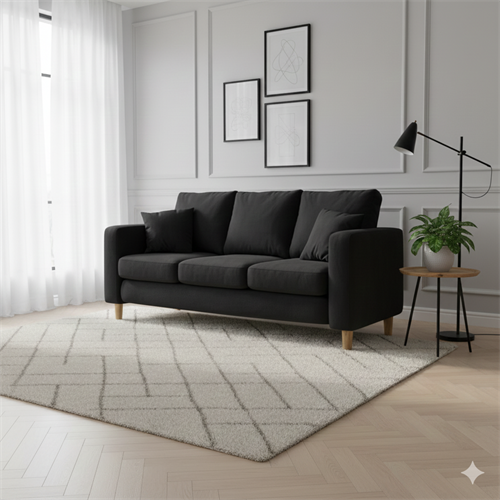 ספה תלת מושבית דגם ליסבון צבע שחור