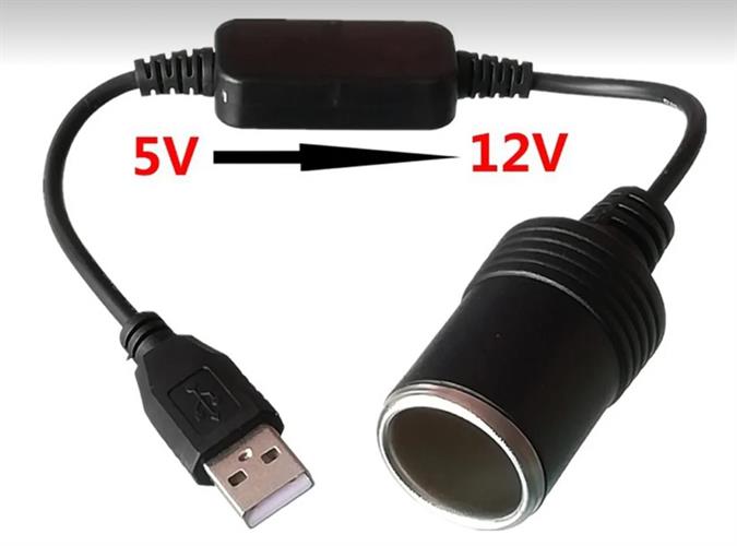 כבל 3 מטר USB כבל חיבור שקע מצית להפעלת מוצרים 12 וולט למכוניות שאין שקע מצית אלא רק USB קמפינג לייף