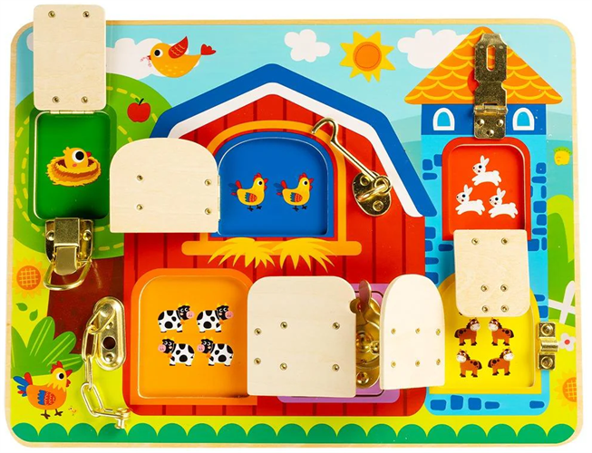 לוח פתיחת מנעולים מעץ