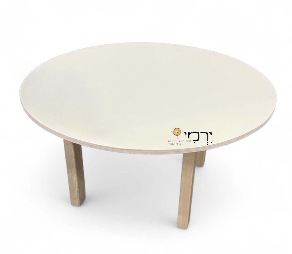 שולחן עגול רגל עץ