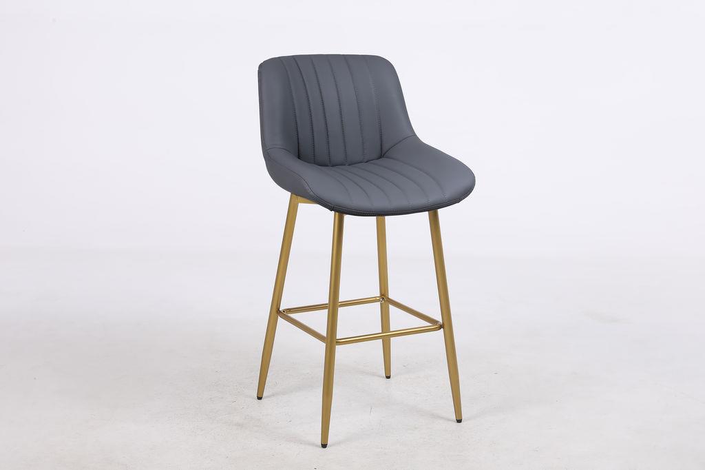 כסא בר מעוצב דגם אלין דמוי עור אפור