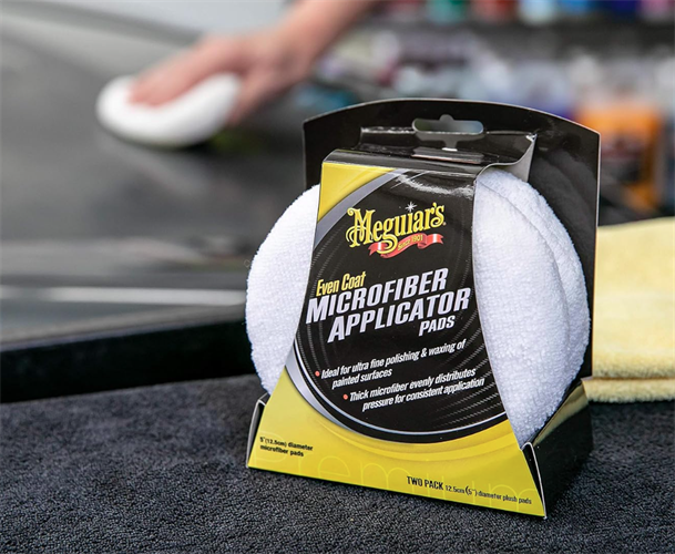 2 יחידות פד מיקרופייבר לבן ליישום מדויק - MICROFIBER APPLICATOR PADS מבית MEGUIAR'S