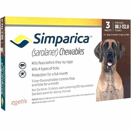 סימפריקה 120 מג לכלב במשקל 40-60 קג simparica