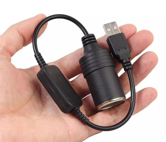 כבל USB מטר 1.2 חיבור בין USB לבין שקע מצית להפעלת מוצרים 12 וולט למכוניות שאין שקע מצית קמפינג לייף