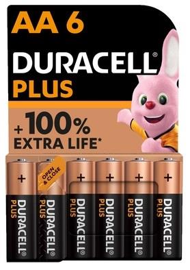 חבילה של 4 סוללות AA של חברת דורסל לא נטענות Duracell Plus +100% extra life דגם LR6/MN1500