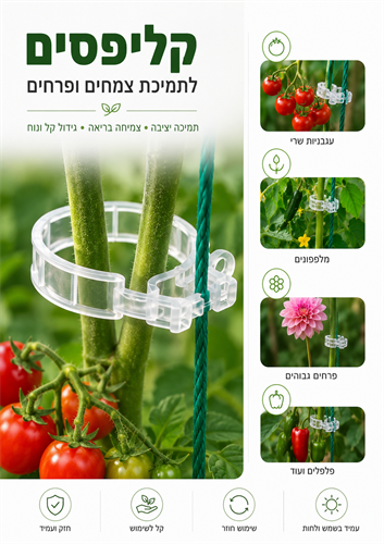 3 קליפסים לתמיכה בצמחים ופרחים 3 קליפסים לתמיכה בצמחים ופרחים