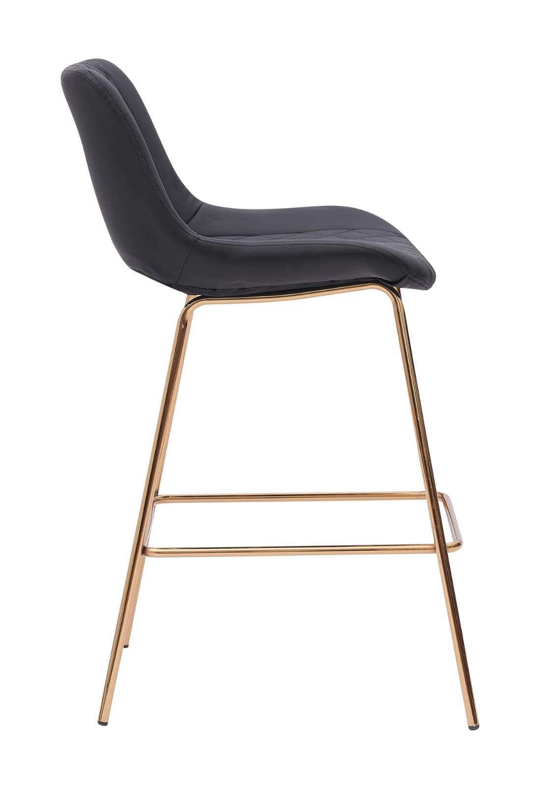 כסא בר מעוצב דגם ליסבון גולד דמוי עור שחור כסא בר מעוצב דגם ליסבון גולד דמוי עור שחור