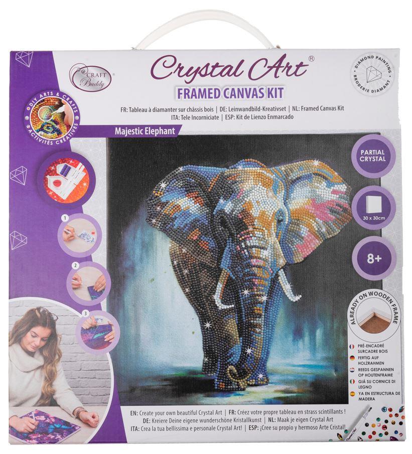 אומנות קריסטל - תמונת קנבס פיל מלכותי 30*30 אומנות קריסטל - תמונת קנבס פיל מלכותי 30*30