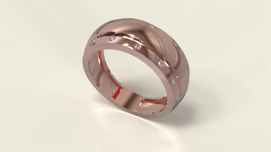 טבעת לגבר יהלומים עגולים 0.28 קראט זהב ורוד 14K