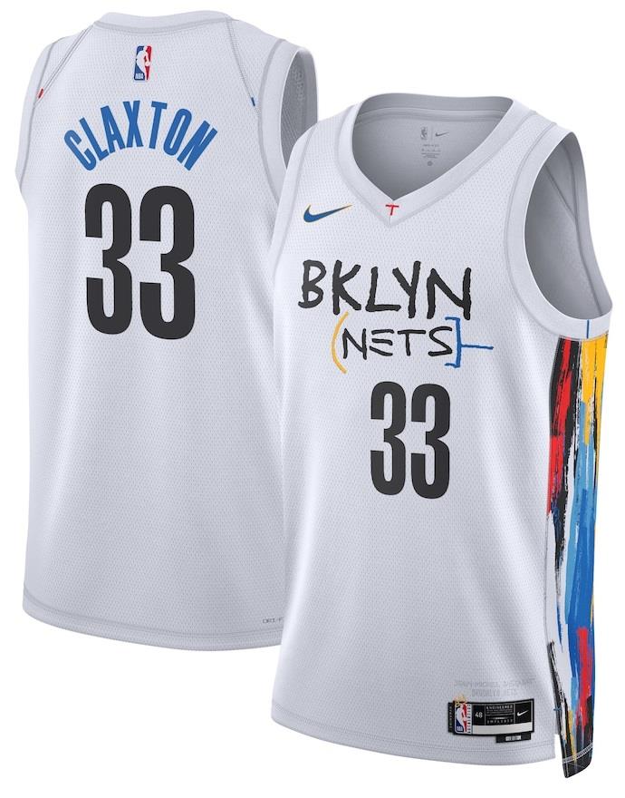 גופיית ברוקלין ניקולס קלקסטון NBA City Edition לבנה
