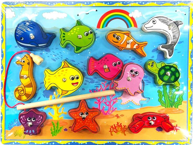 פאזל מגנט לפעוטות + חכה מעץ פאזל מגנט לפעוטות + חכה מעץ