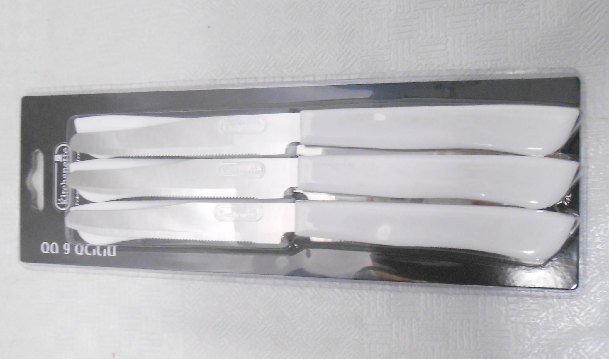 סכין משוננת למטבח קמפינג ושטח מארז 6 סכינים אורך 21.6 סמ ידית לבנה קמפינג לייף