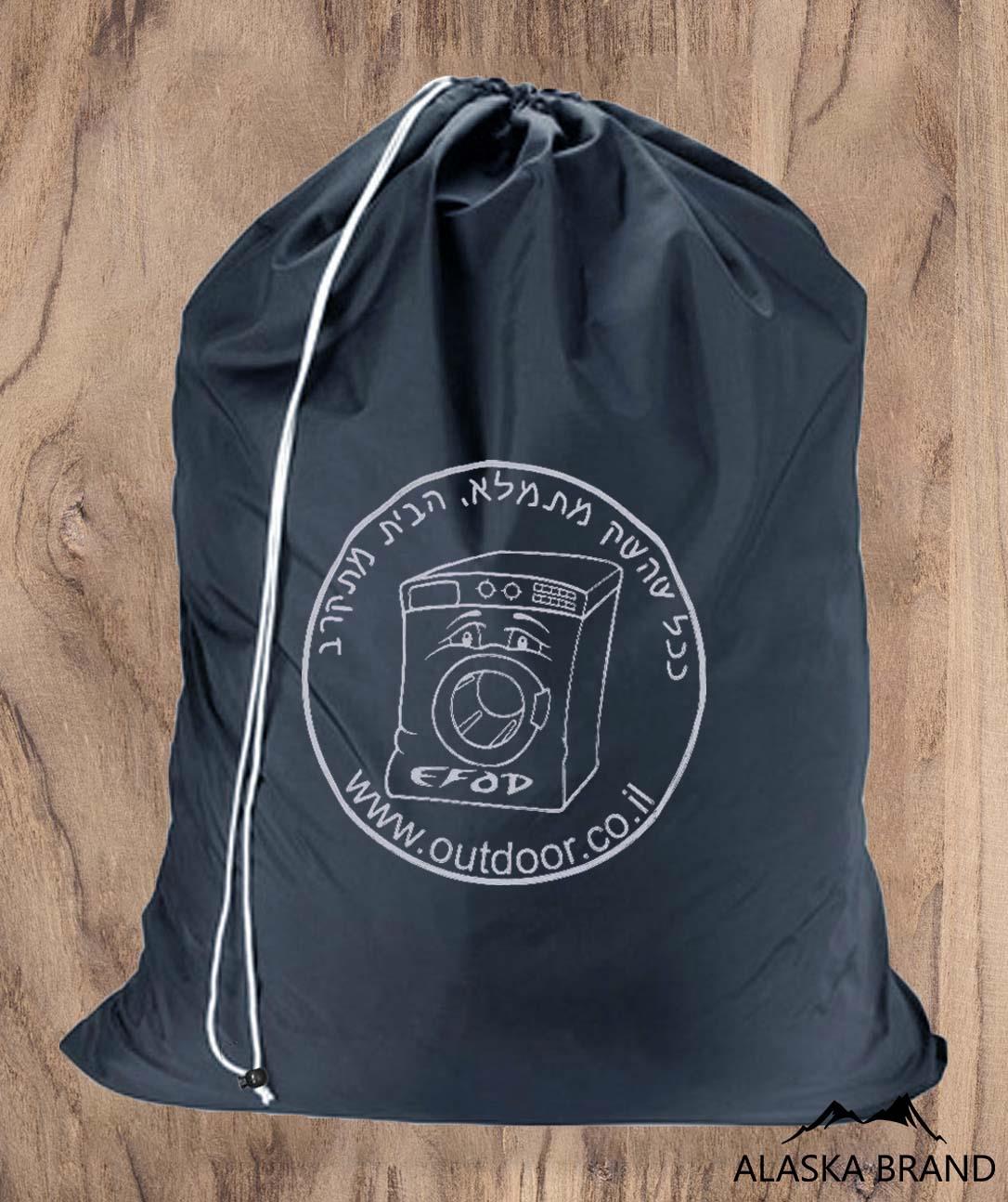 שק כביסה איכותי עם שרוך בתוספת הדפס - כחול כהה שק כביסה איכותי עם שרוך בתוספת הדפס - כחול כהה