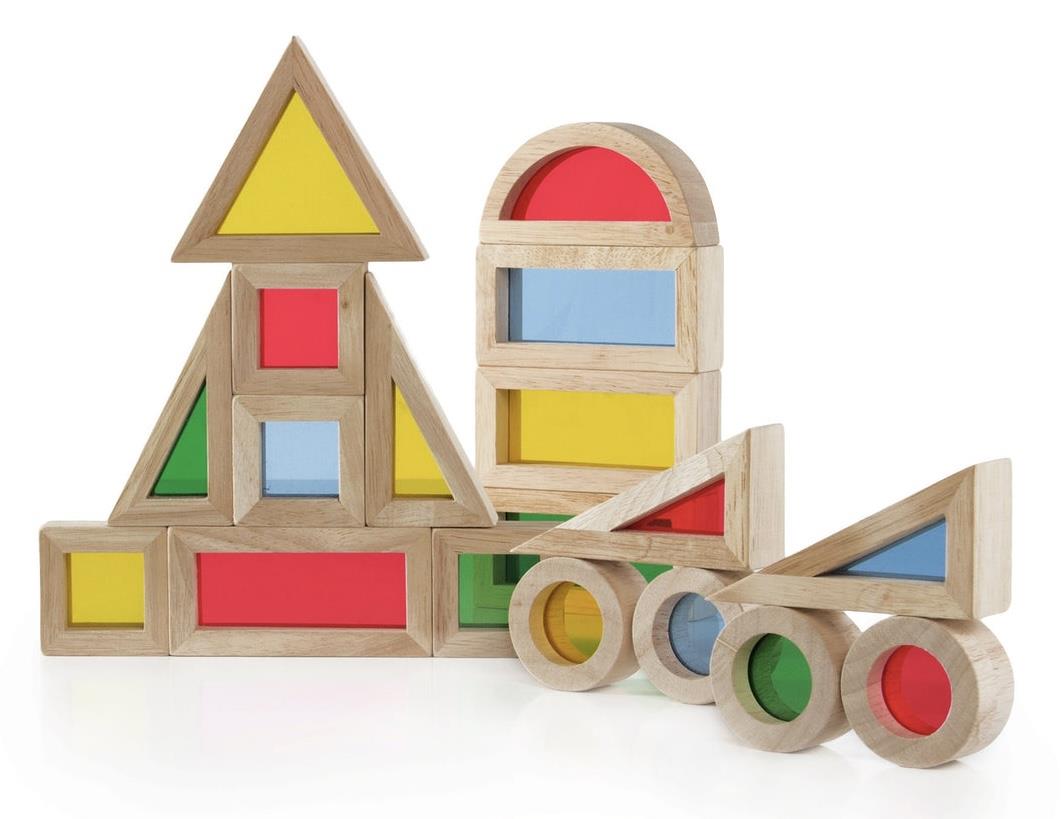 קוביות עץ + פרספקס צבעוני מעביר אור