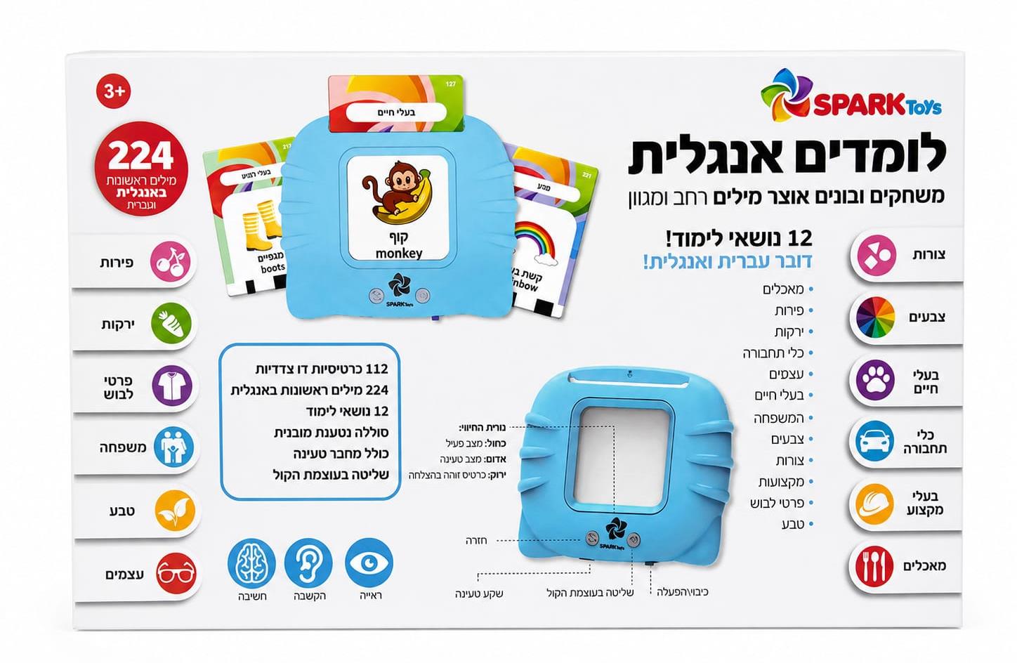 לומדים אנגלית לילדים – 224 מילים ראשונות בעברית ואנגלית | Spark Toys