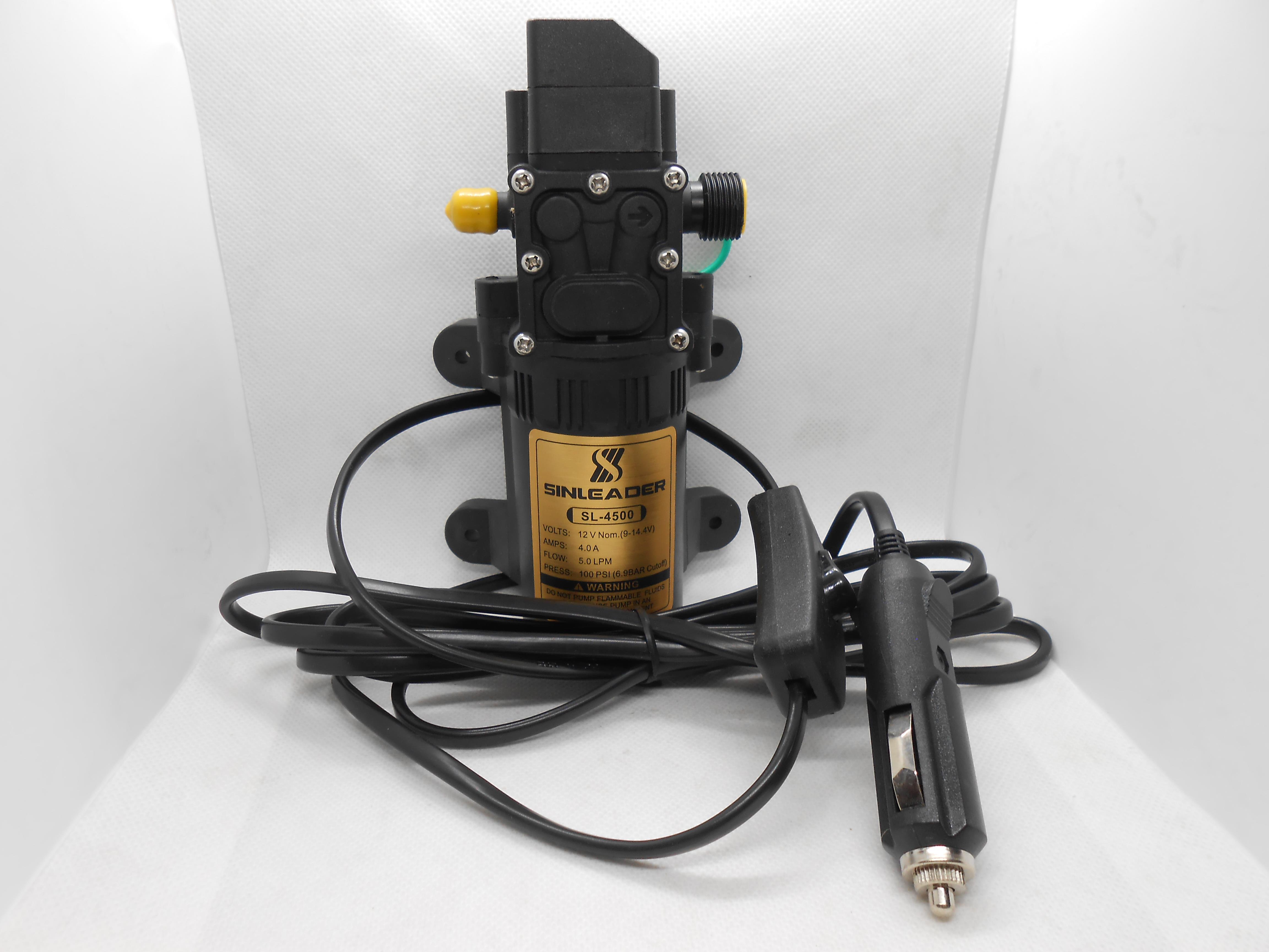 משאבת מים מנוע חשמלי DC 12 V הספק 5 ליטר לדקה 6.9 BAR לחץ 100 PSI דגם 4500 SL קמפינג לייף