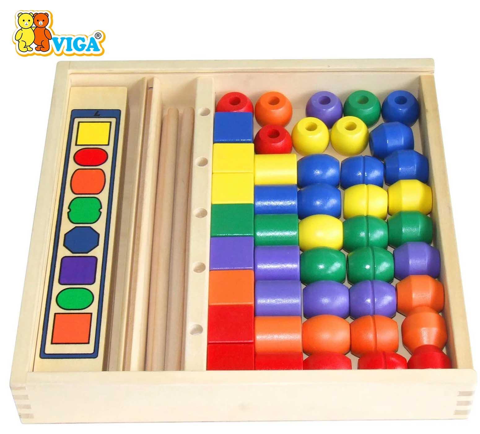 השחלת חרוזים לפי דגם מעץ