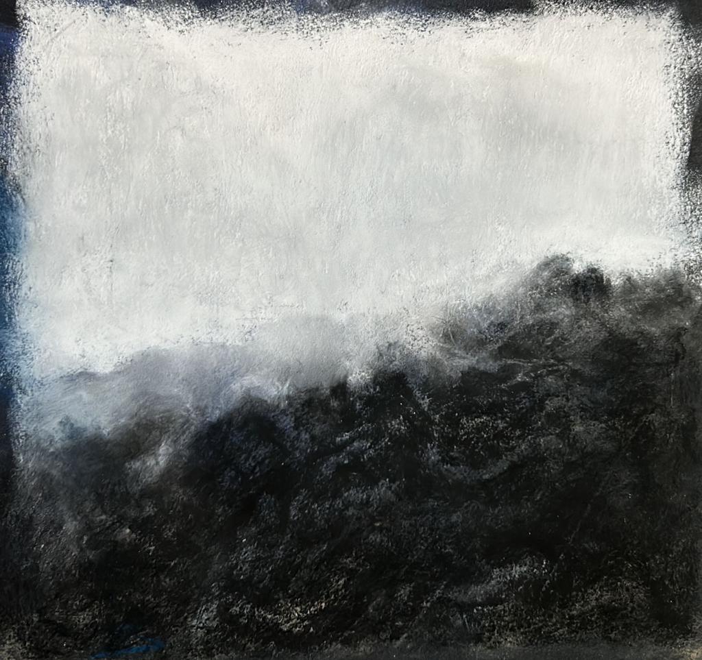 Ash, 2023, chalk on paper, 25x25 cm
