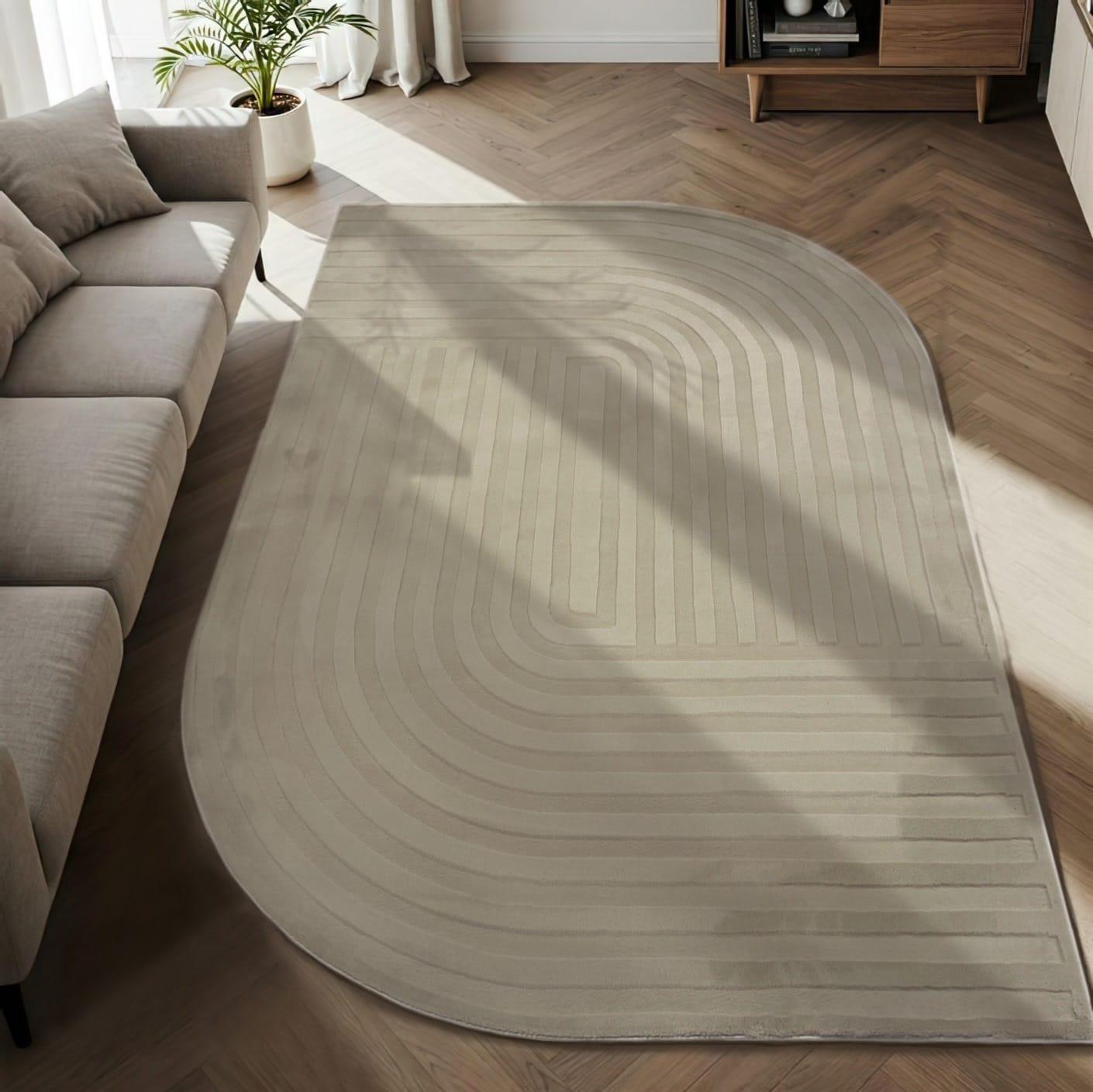 שטיח פרווה אסימטרי -  צבע  אבן