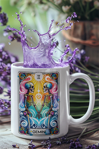 ספל זודיאק Gemini עם עיצוב גולגולת ייחודי מתנה מקורית לחובבי אסטרולוגיה והומור
