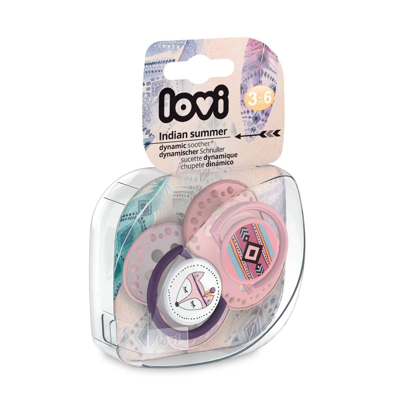 זוג מוצצי לאבי מהדורת קיץ אינדיאני 3-6 ורוד זוג מוצצי לאבי מהדורת קיץ אינדיאני 3-6 ורוד