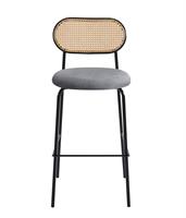 כסא בר מעוצב בשילוב ראטן דגם מאליבו צבע אפור