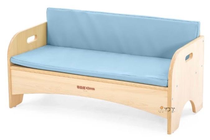 סט סלון איכותי תלת מושבי + יחיד + שולחן עץ סנדוויץ' כולל ריפוד סקאי - ירוק / תכלת