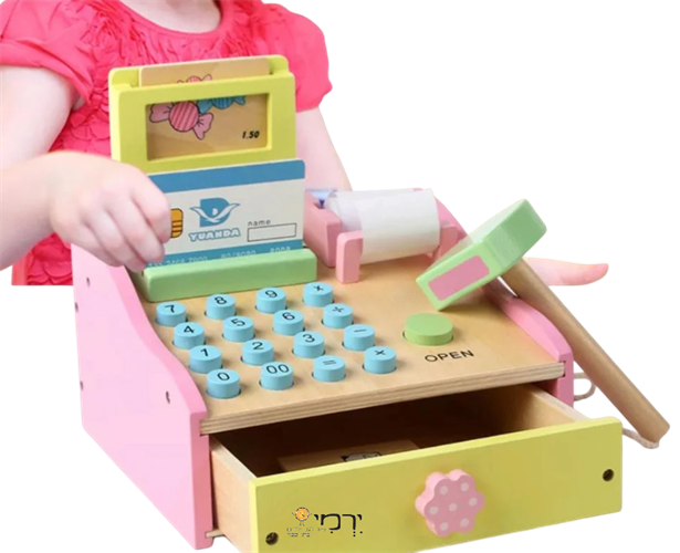 קופה רושמת מעץ + אביזרים