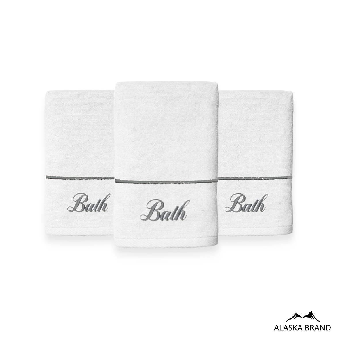 מגבת ידיים רקומה יוקרתית 100% כותנה דגם - הלנה Bath לבן כסף