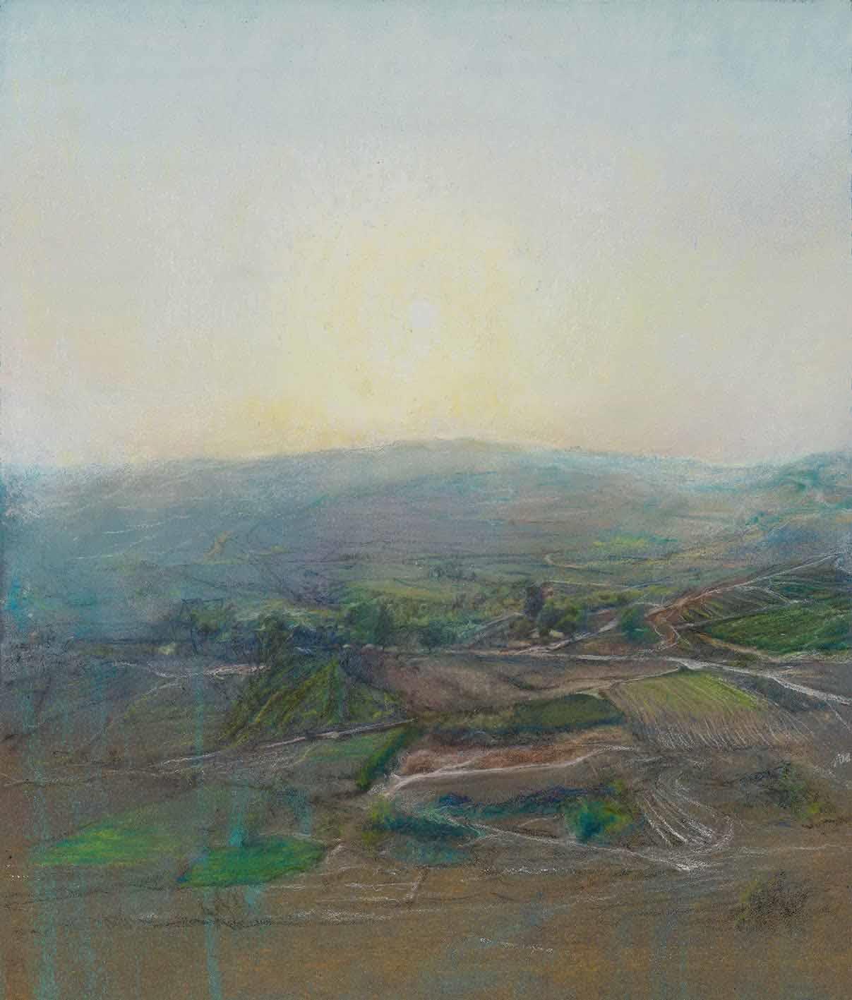 Mitzpeh Ari Folad, 2022, chalk on paper, 30x35 cm