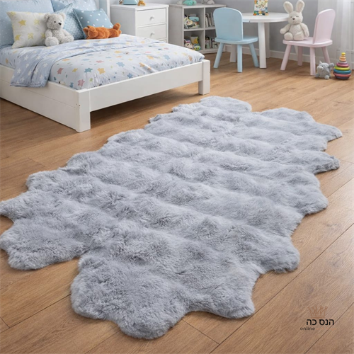 שטיח פרווה אסימטרי אפור