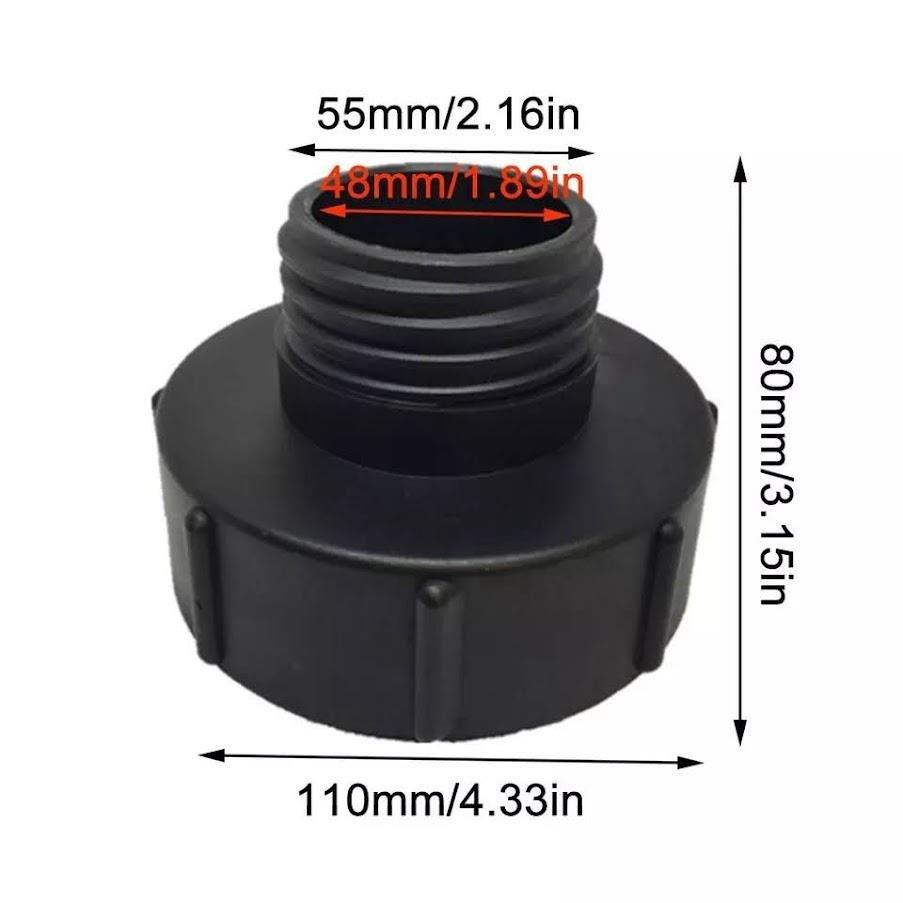 מתאם IBC ADAPTER צול 3.5 מתאם 100 MM למיכל קובייה 1000 ליטר מעבר מ 3.5 צול ל 2 צול ומשפך קמפינג לייף