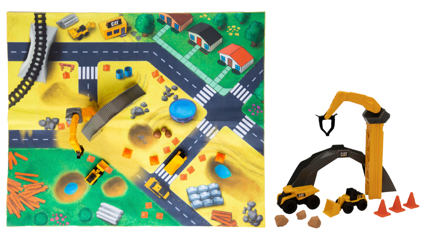 ערכת משחק - משטח פעילות כולל אביזרי בנייה מבית CAT