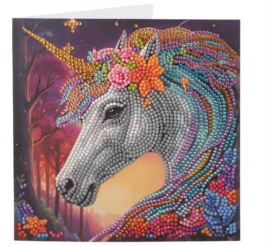 אומנות קריסטל - כרטיס ברכה חד קרן 18x18
