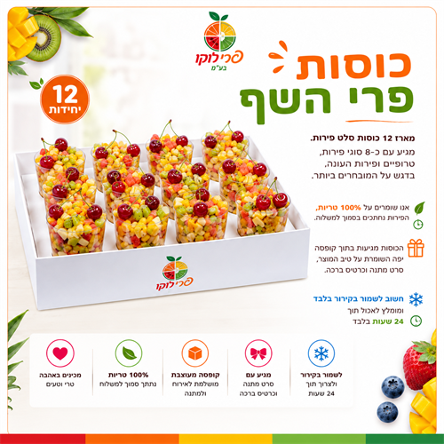 סלט פירות העונה - מארז 12 כוסות
