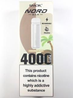 סיגריה אלקטרונית חד פעמית כ 4000 שאיפות SMOK nord bar בטעם חלב קוקוס Coconut Milk