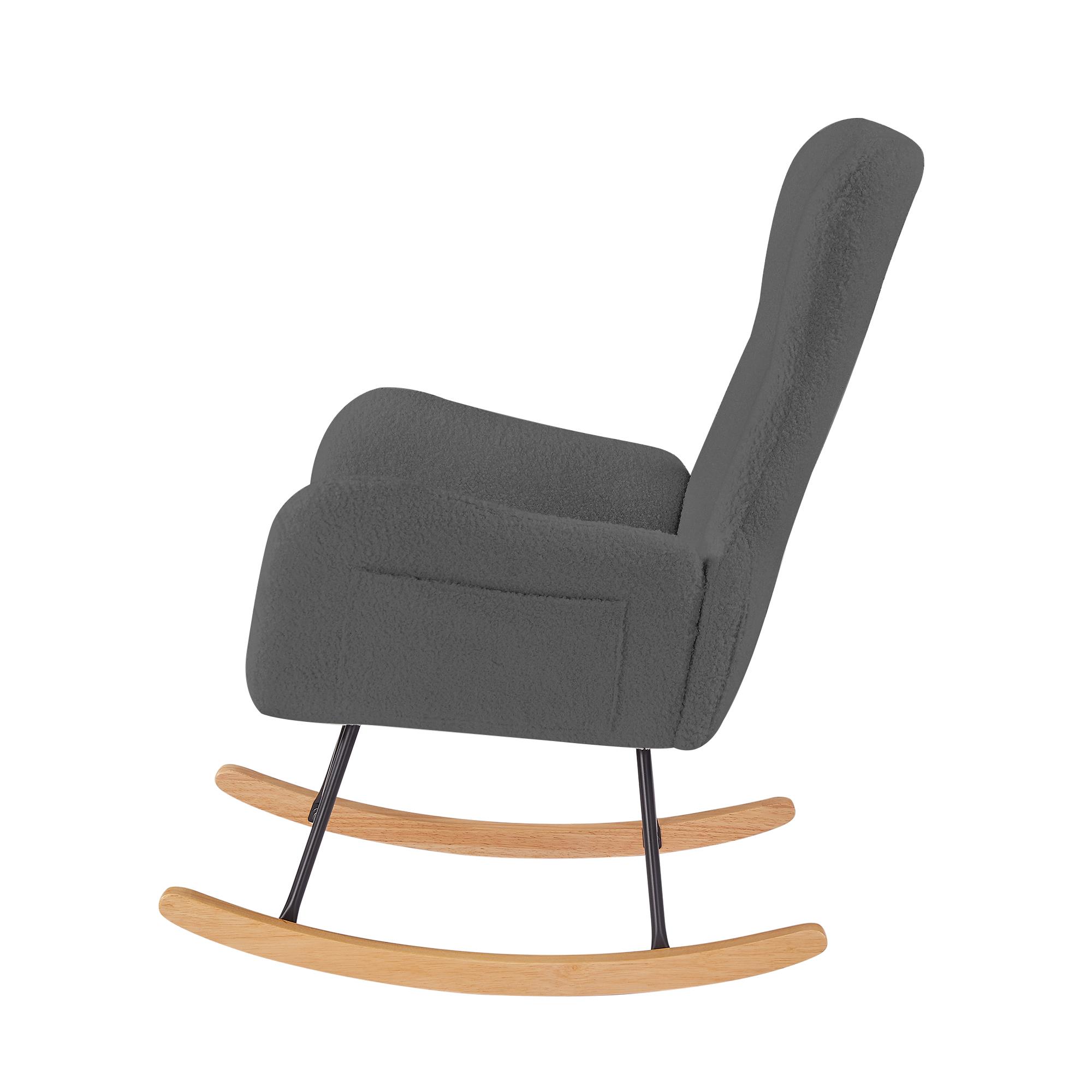 כורסא נדנדה מעוצבת יוקרתית לבית דגם אוסלו בד בוקלה צבע אפור