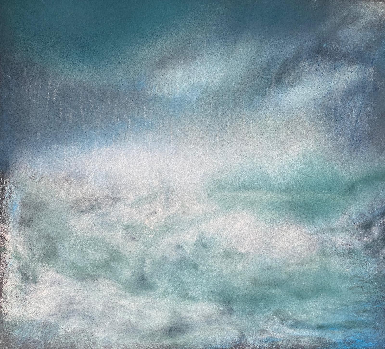 The Song of Water, 2023, chalk on paper, 40x40 cm